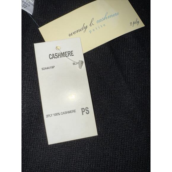 NWT Wendy B 100% Cashmere Wrap Sweater – Black Petite Small PS - Picture 2 of 7